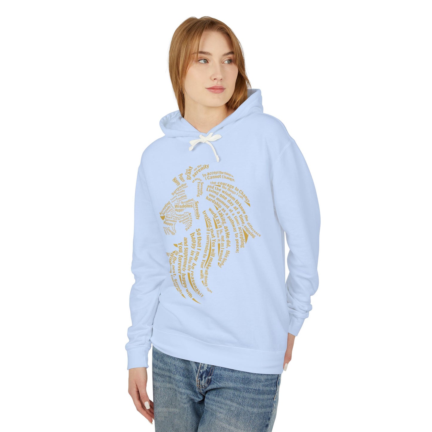 Lion Inspired Unisex Lightweight Hooded Sweatshirt – Motivational Design in Blue